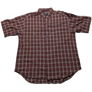 VTG Polo Jeans Co Ralph Lauren - Men Medium Burgundy Plaid Shirt Pocket Flag Hit